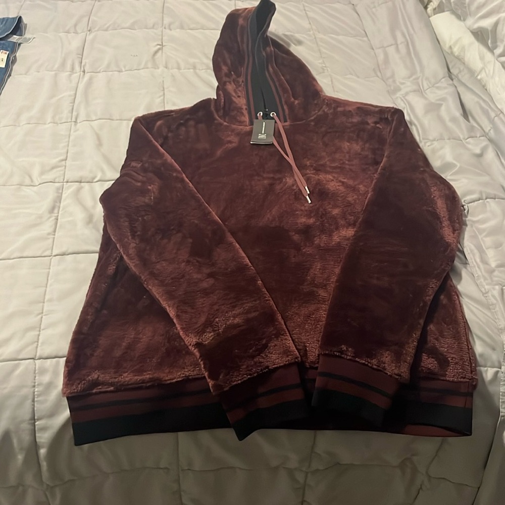 INC Mens Velour Regular Fit Fleece Hoodie